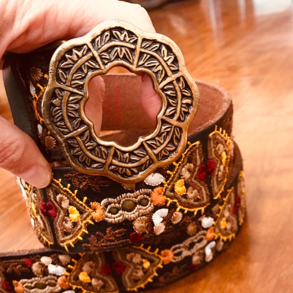 Lucky Brand Accessories - Lucky Brand Embroidered Leather Belt.